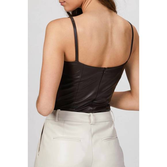 NEW ZEYNEP ARCAY cutout leather bodysuit in bitter - Picture 3 of 5